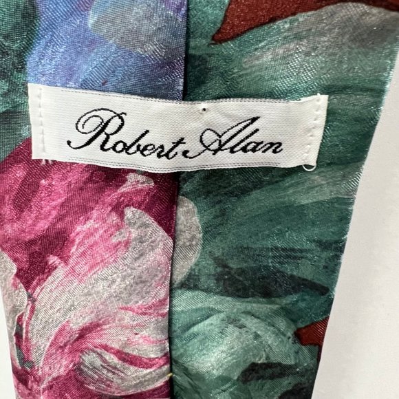 Robert Alan Men's Necktie 3 ¾” Hawaiian Print Flowers Made in USA - Picture 11 of 11
